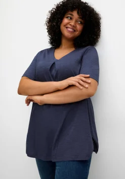 Shirt in A-Linie, mit V-Ausschnitt und Kellerfalte<sheego Fashion