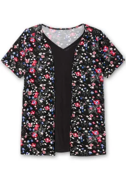 Shirt in 2-in-1-Optik, mit Blumendruck<sheego Fashion