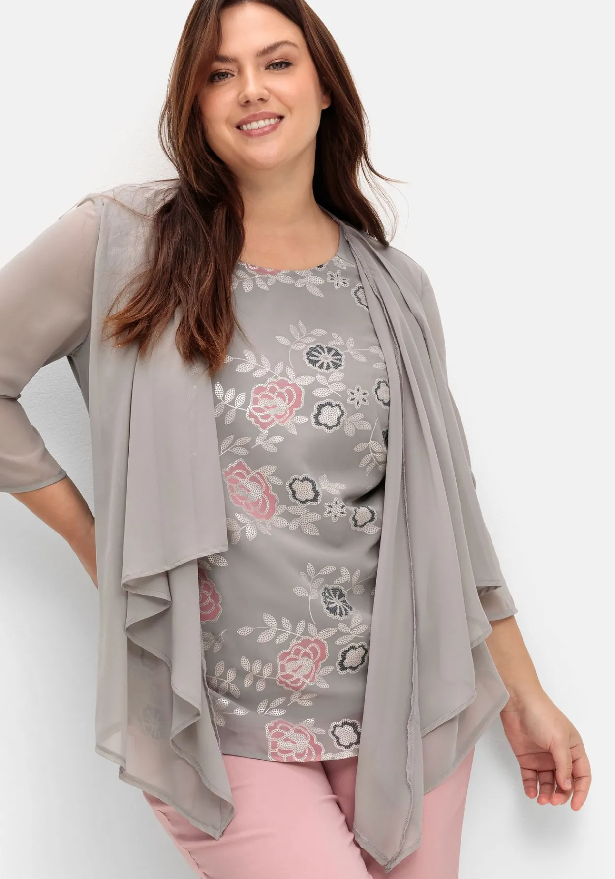 Shirt in 2-in-1-Optik mit Einsatz aus Mesh<sheego Best