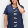 Shirt in 2-in-Optik, mit gestreiftem Einsatz<sheego Sale