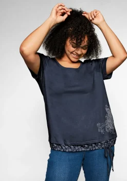 Shirt in 2-in-1-Optik mit Print und Tunnelzug<sheego New