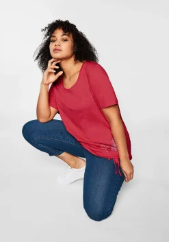Shirt in 2-in-1-Optik mit Print und Tunnelzug<sheego Clearance