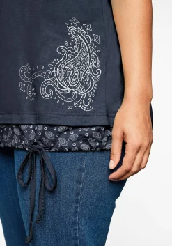 Shirt in 2-in-1-Optik mit Print und Tunnelzug<sheego New