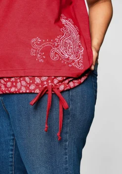 Shirt in 2-in-1-Optik mit Print und Tunnelzug<sheego Clearance