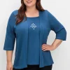 Shirt in 2-in-Optik, mit 3/4-Ärmeln und Glitzerdetail<sheego Fashion