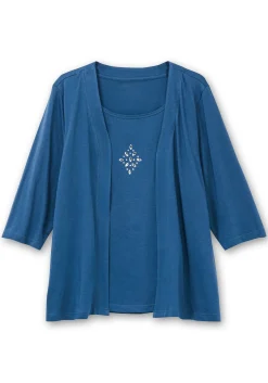 Shirt in 2-in-Optik, mit 3/4-Ärmeln und Glitzerdetail<sheego Fashion