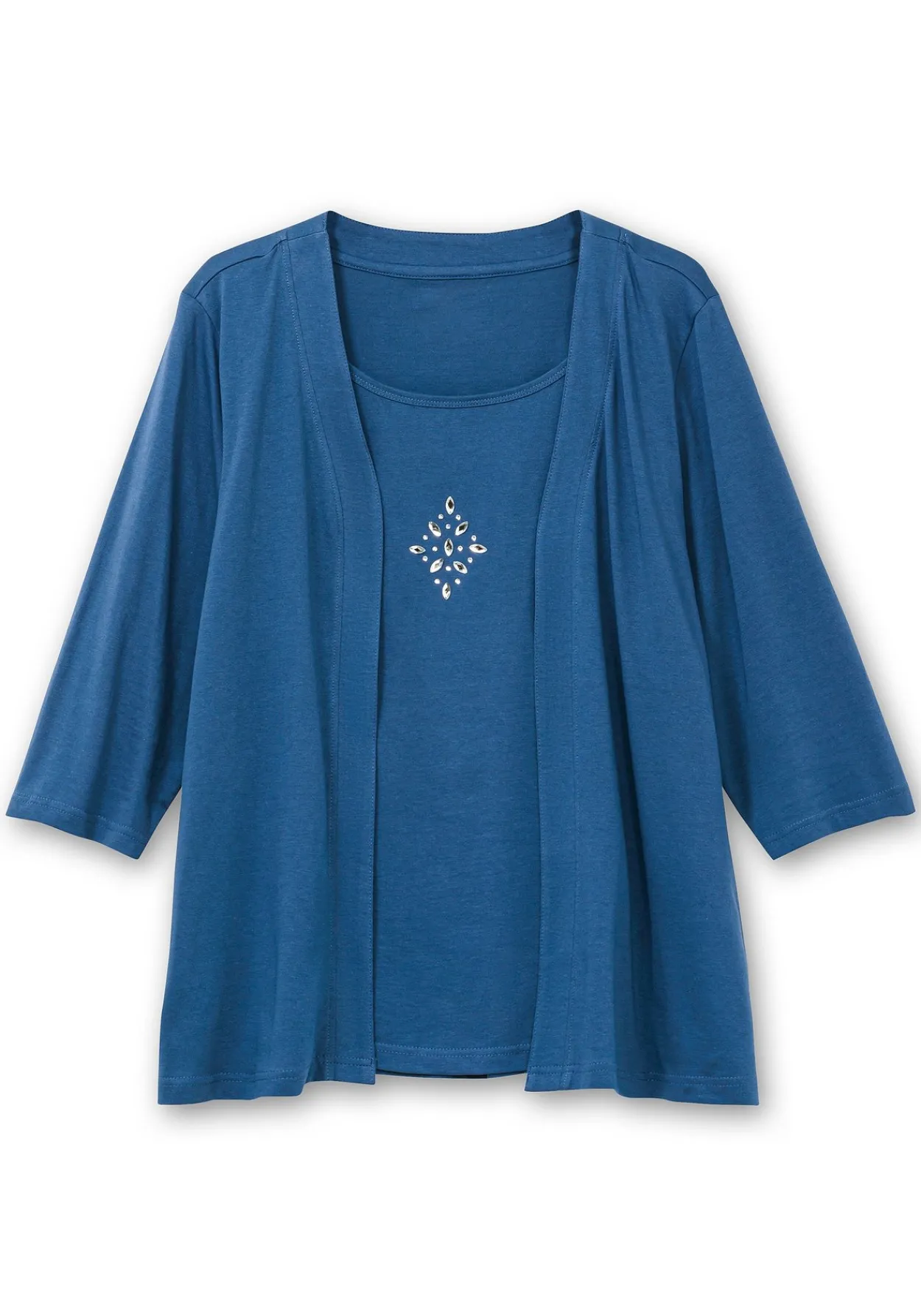 Shirt in 2-in-Optik, mit 3/4-Ärmeln und Glitzerdetail<sheego Fashion