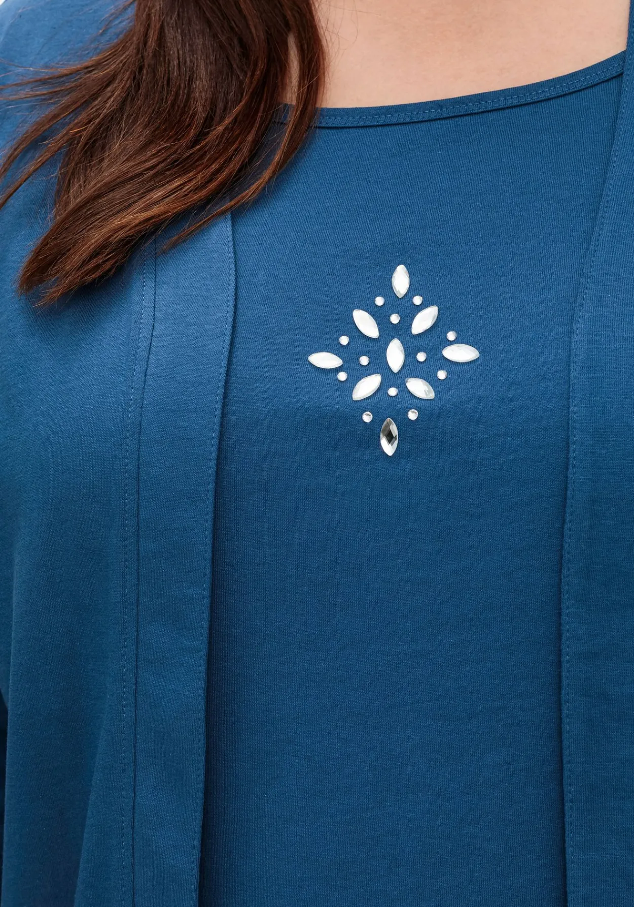 Shirt in 2-in-Optik, mit 3/4-Ärmeln und Glitzerdetail<sheego Fashion
