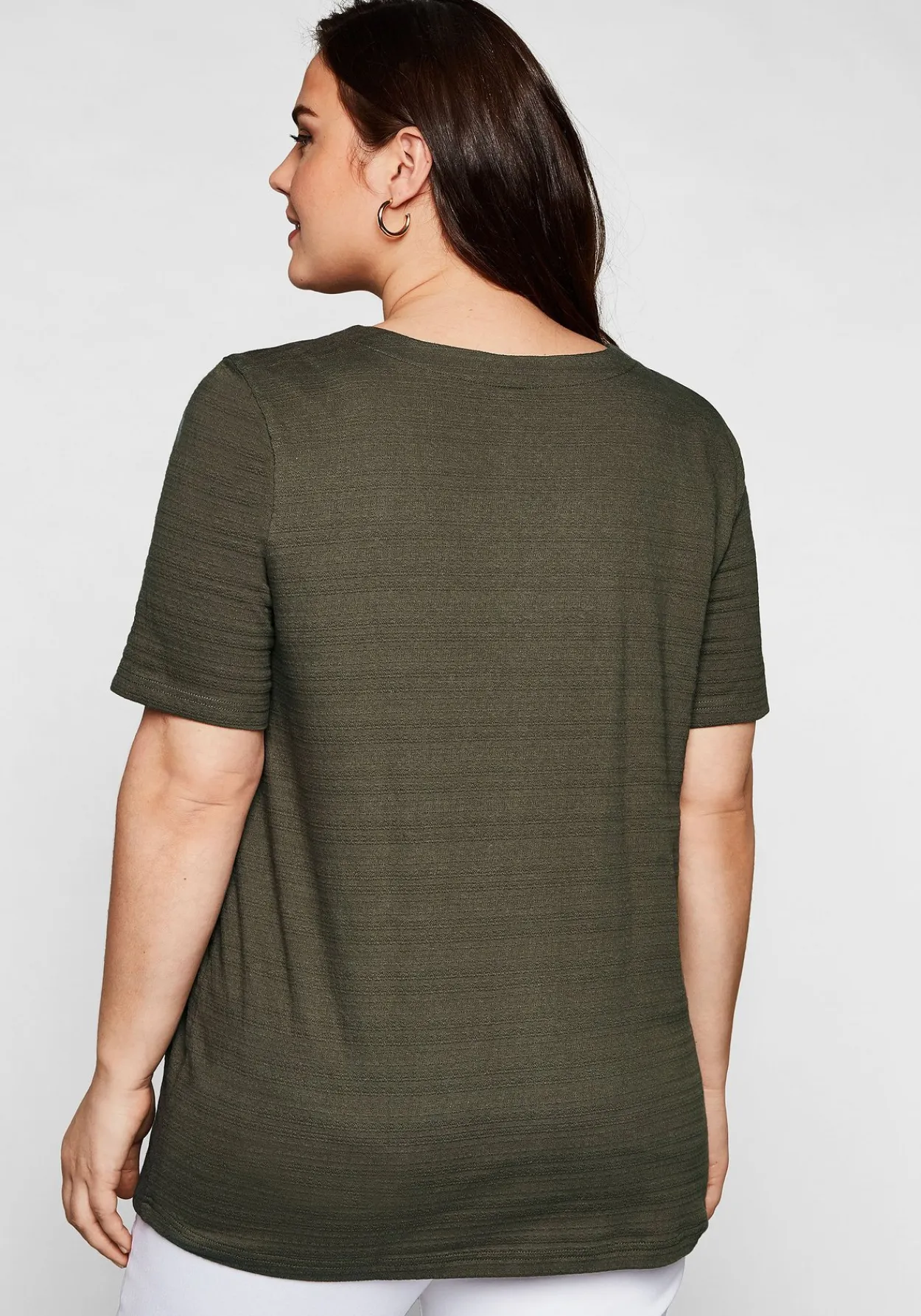 Shirt in Jacquard-Optik, Bindeband am Ausschnitt<sheego Clearance