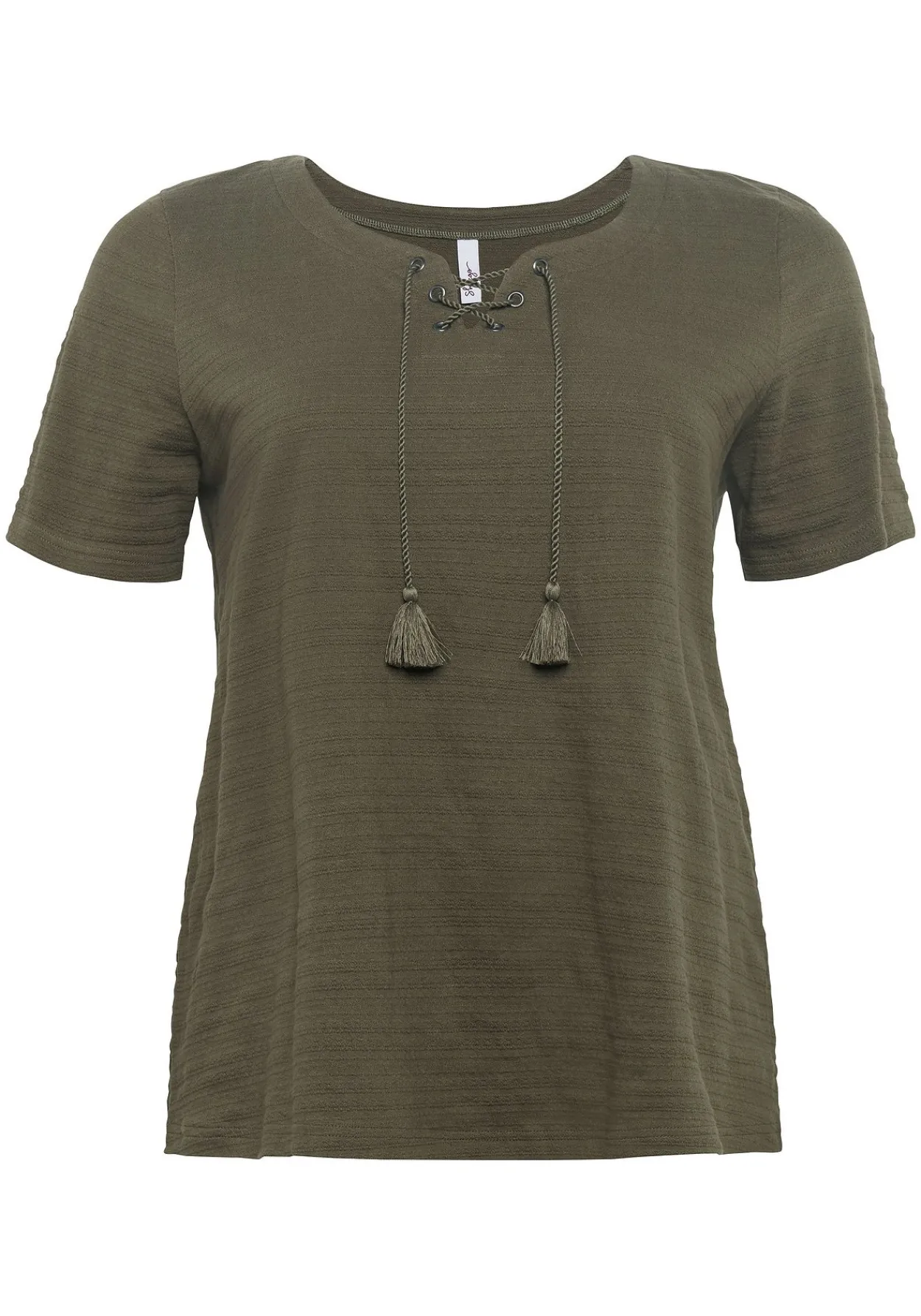 Shirt in Jacquard-Optik, Bindeband am Ausschnitt<sheego Clearance
