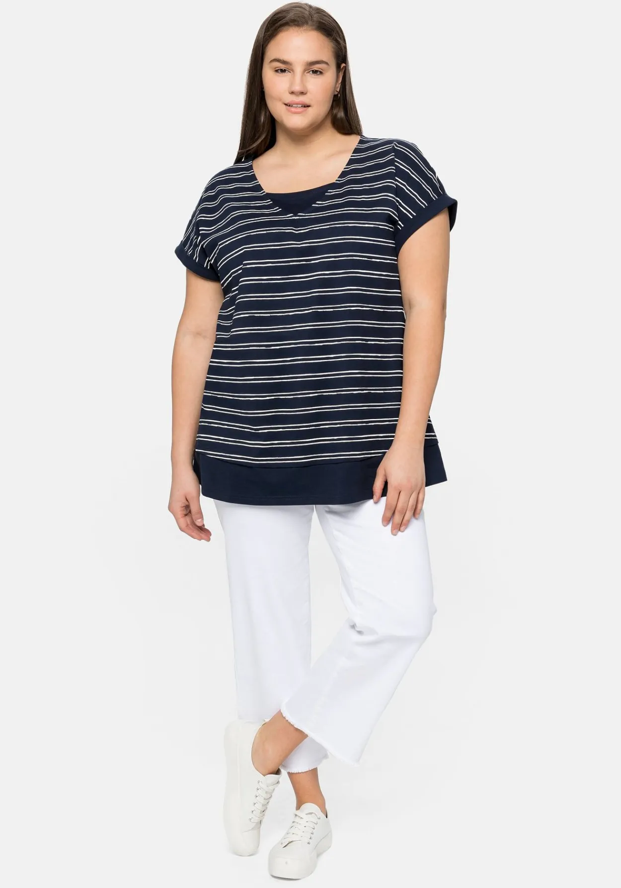 Shirt in Layeroptik, mit dezenten Streifen<sheego Outlet