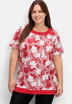 Shirt in leichter A-Linie, mit Blumendruck und Streifen<sheego Online