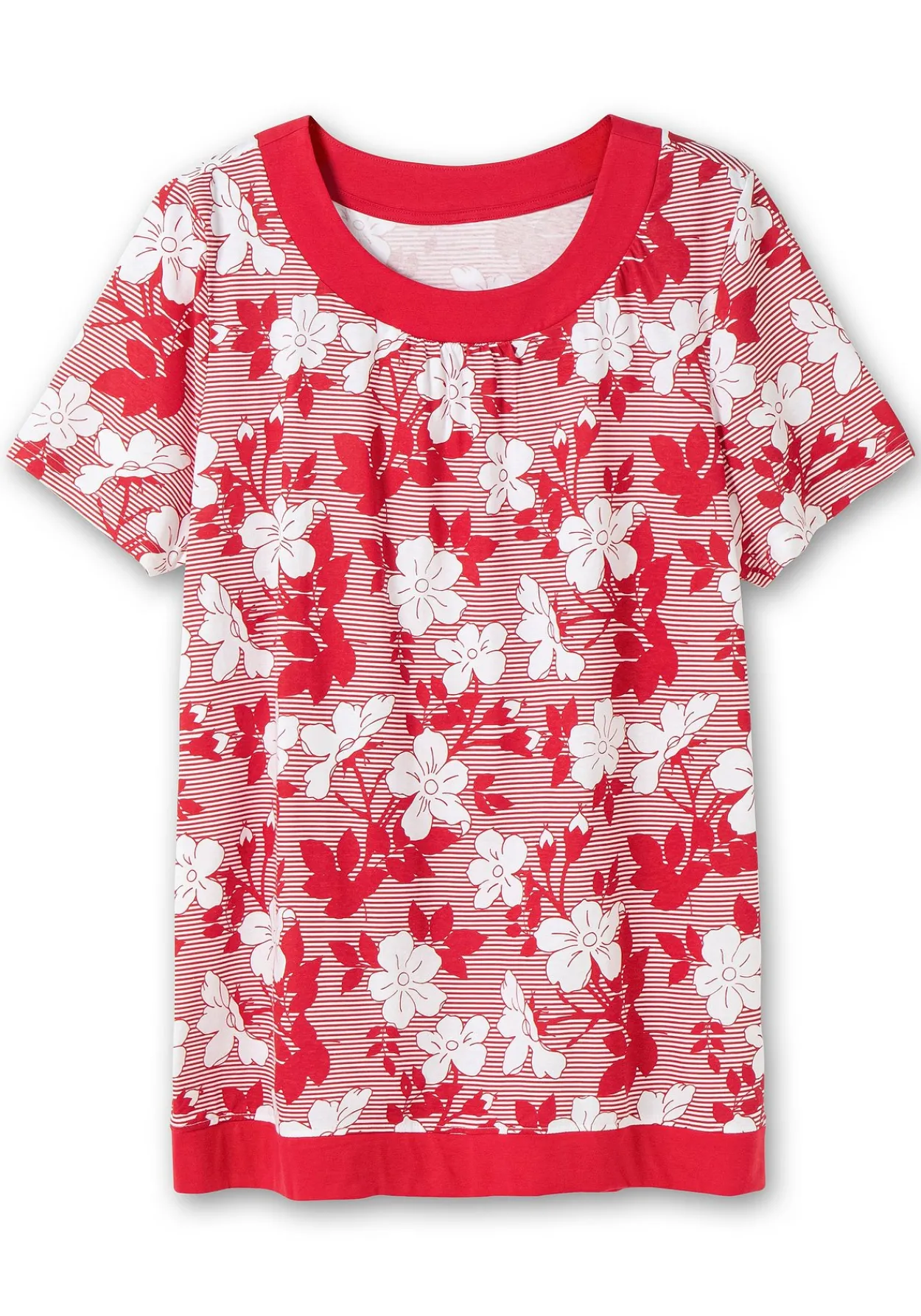 Shirt in leichter A-Linie, mit Blumendruck und Streifen<sheego Online