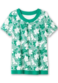 Shirt in leichter A-Linie, mit Blumendruck und Streifen<sheego Online