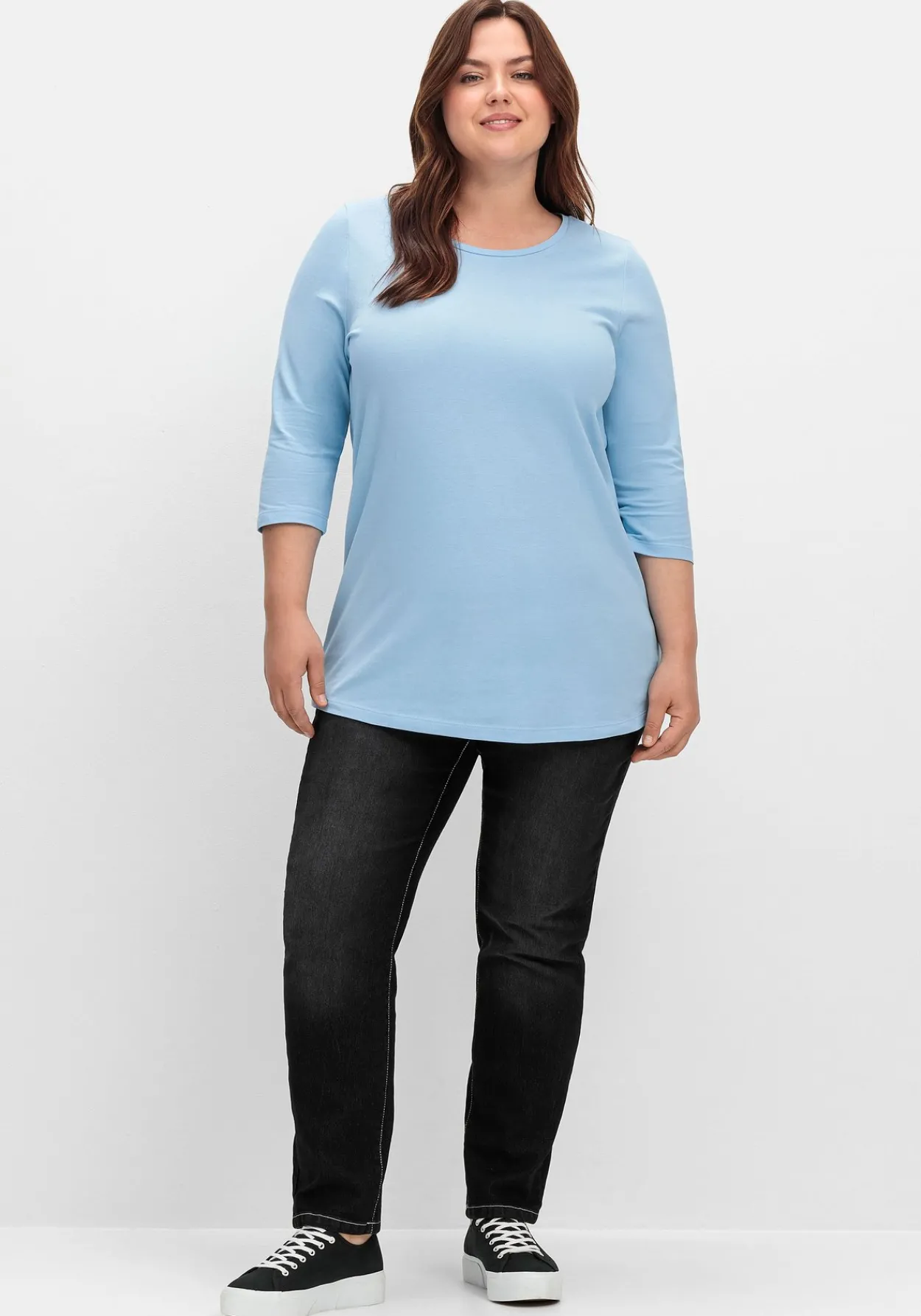 Shirt in Piqué-Qualität mit 3/4-Ärmeln<sheego Sale