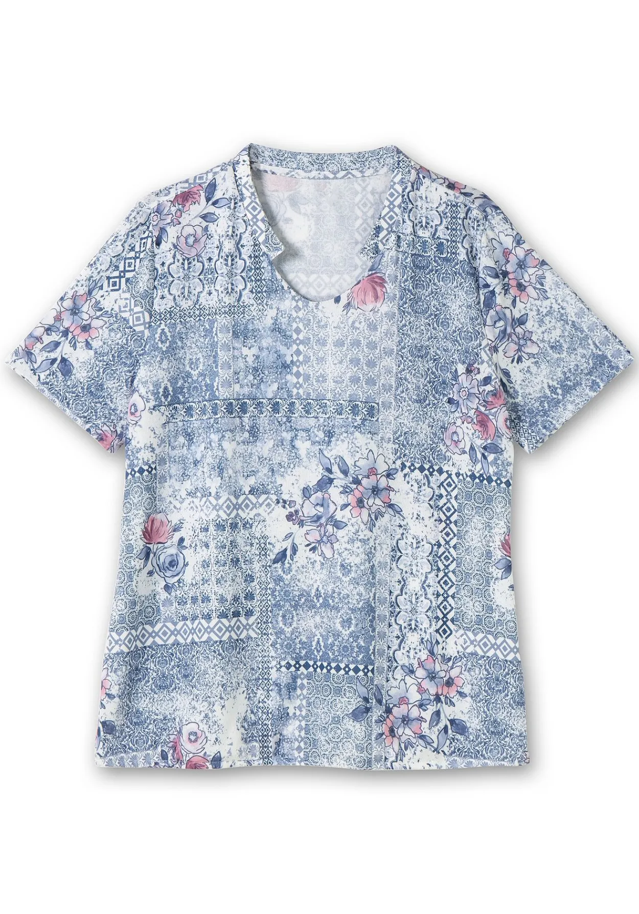 Shirt mit Alloverprint und V-Ausschnitt<sheego Hot