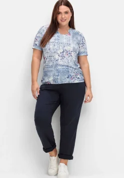 Shirt mit Alloverprint und V-Ausschnitt<sheego Hot