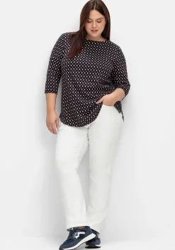 Shirt mit 3/4-Arm und Minimalprint<sheego Online