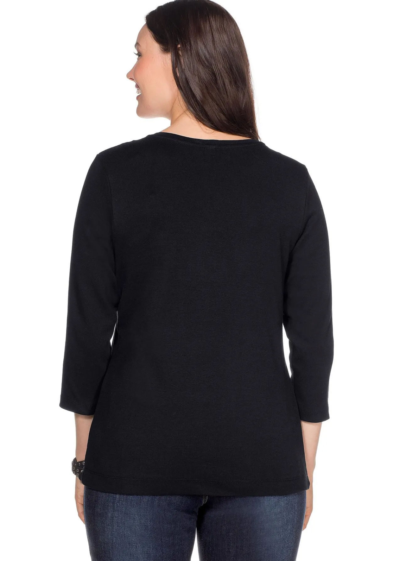Shirt mit 3/4-Arm und V-Ausschnitt, in Rippqualität<sheego Outlet