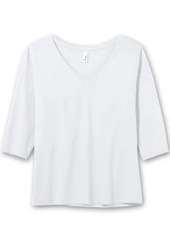 Shirt mit 3/4-Arm und V-Ausschnitt, in Rippqualität<sheego Best