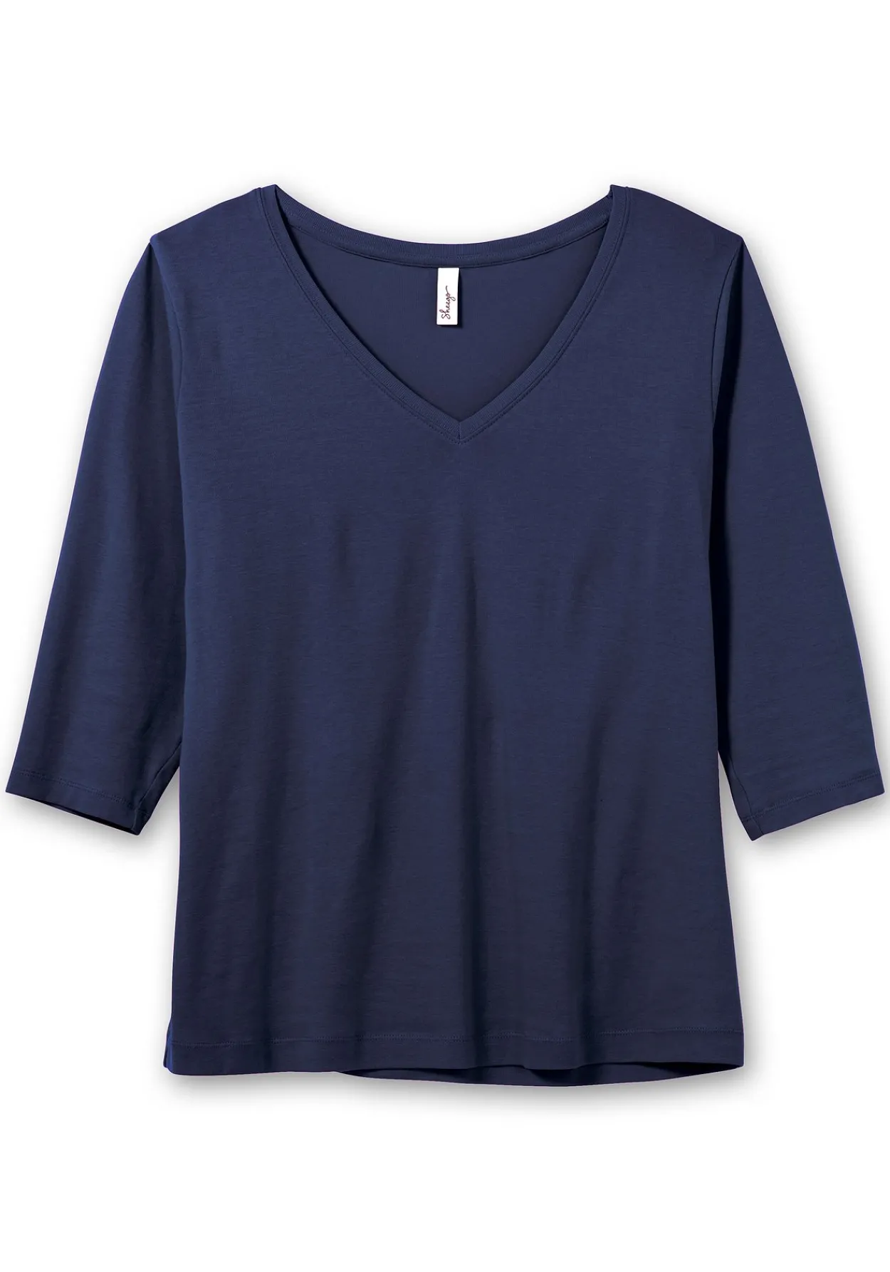 Shirt mit 3/4-Arm und V-Ausschnitt, in Rippqualität<sheego Sale