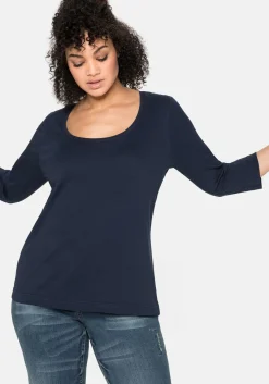 Shirt mit 3/4-Arm und weitem Rundhalsausschnitt<sheego New