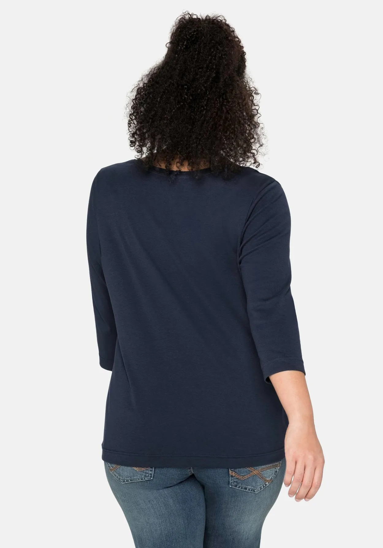 Shirt mit 3/4-Arm und weitem Rundhalsausschnitt<sheego New