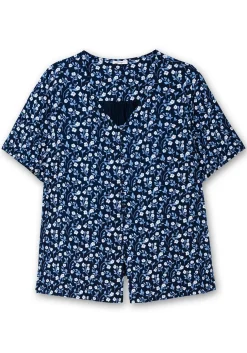 Shirt mit Blümchenprint und Knopfleiste<sheego Outlet