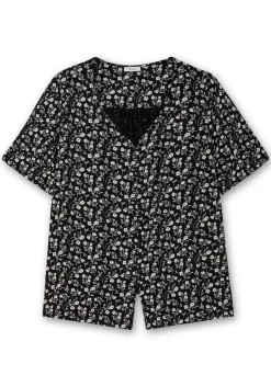 Shirt mit Blümchenprint und Knopfleiste<sheego Hot