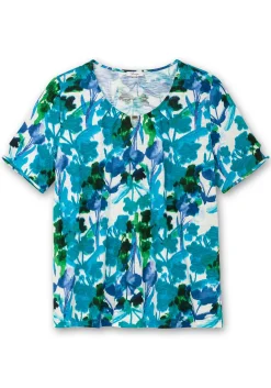 Shirt mit Blätterprint und Perlen-Detail<sheego Online