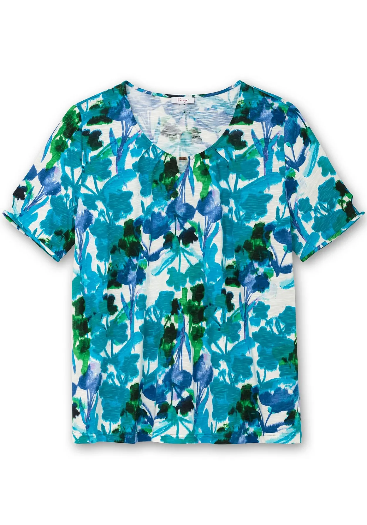 Shirt mit Blätterprint und Perlen-Detail<sheego Online