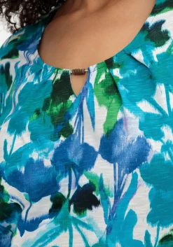 Shirt mit Blätterprint und Perlen-Detail<sheego Online