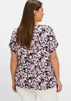 Shirt mit Blumendruck und Saum-Gummizug<sheego Hot
