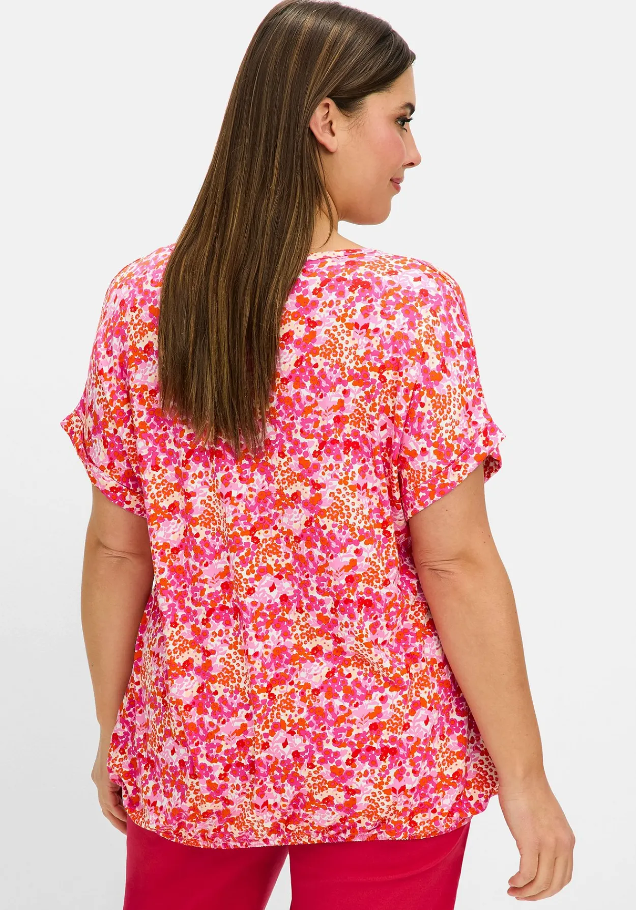 Shirt mit Blumendruck und Saum-Gummizug<sheego New
