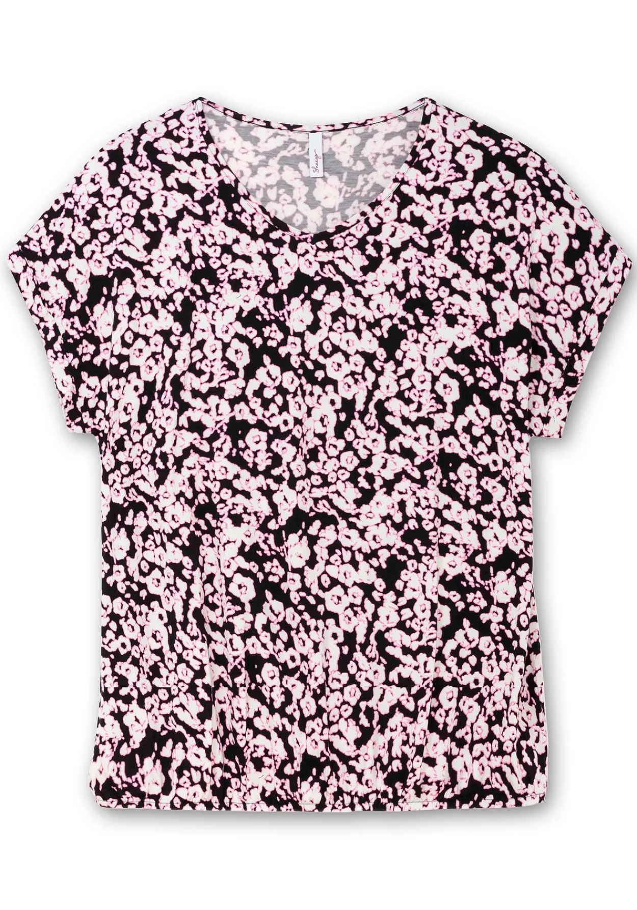 Shirt mit Blumendruck und Saum-Gummizug<sheego Hot