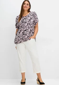Shirt mit Blumendruck und Saum-Gummizug<sheego Hot
