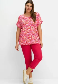 Shirt mit Blumendruck und Saum-Gummizug<sheego New