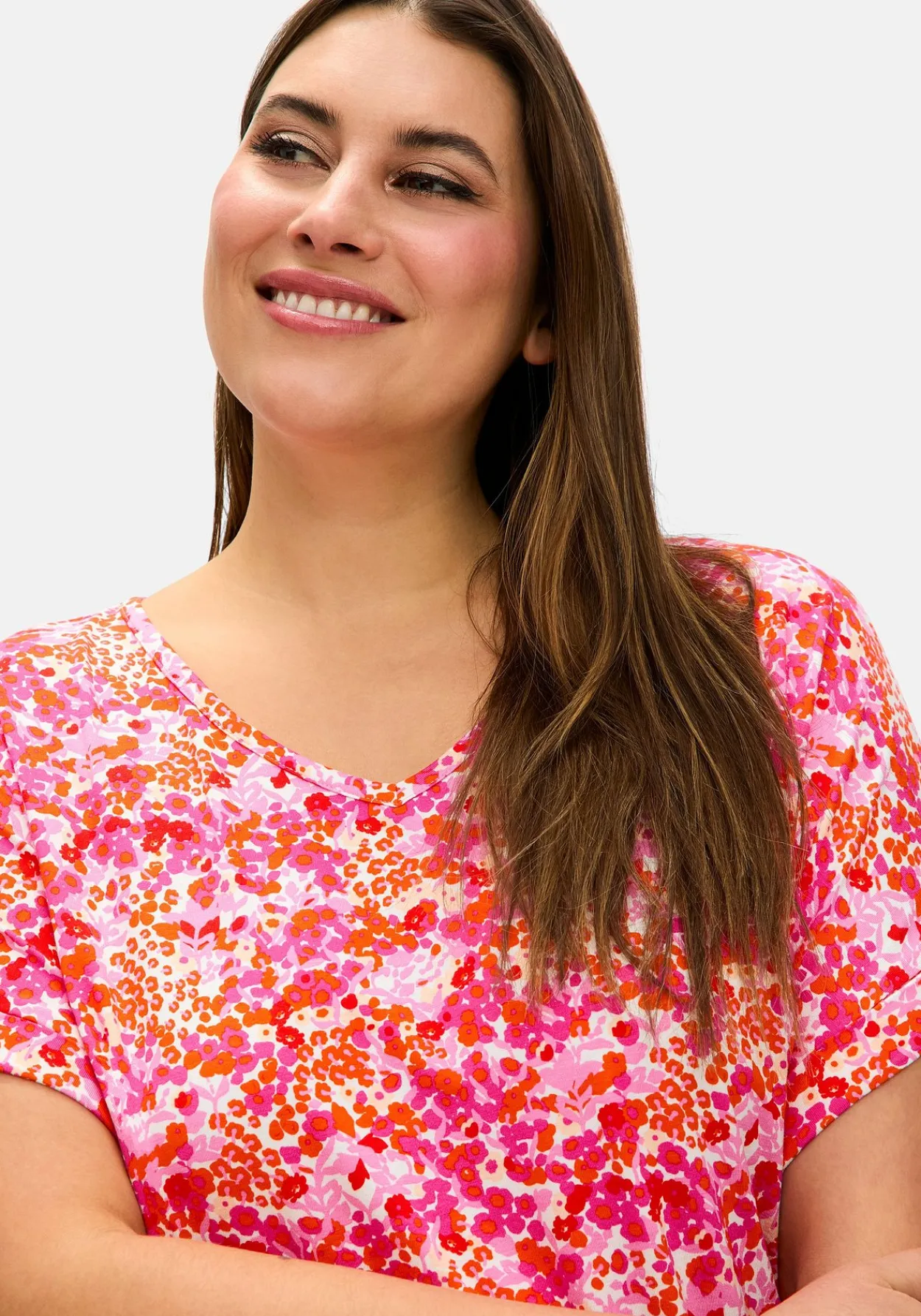 Shirt mit Blumendruck und Saum-Gummizug<sheego New