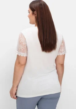 Shirt mit Einsätzen aus floraler Spitze, leicht tailliert<sheego Hot