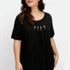 Shirt mit Faltendetails und Ziersteinen<sheego Fashion
