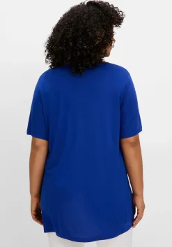 Shirt mit Faltendetails und Ziersteinen<sheego Online