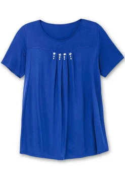 Shirt mit Faltendetails und Ziersteinen<sheego Outlet