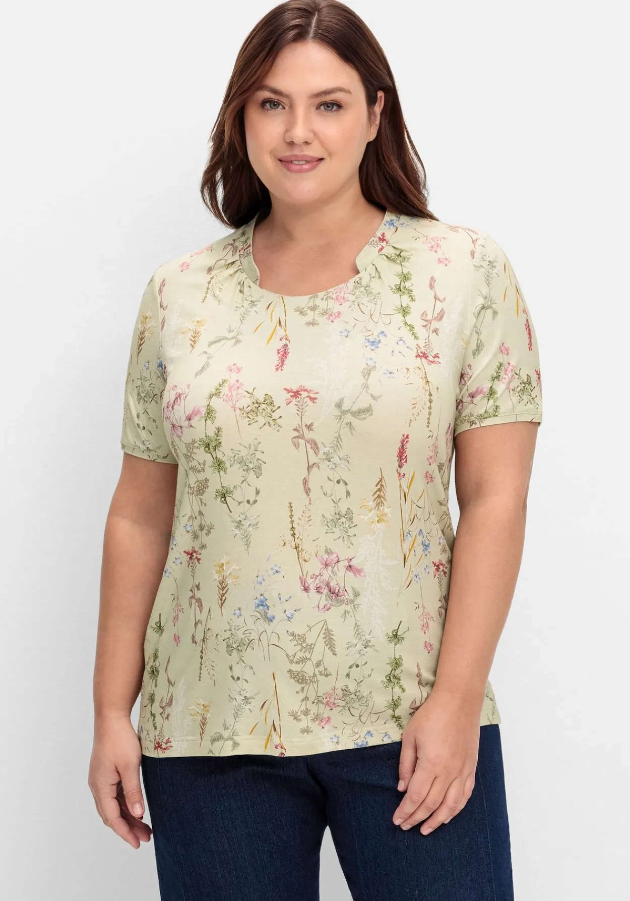 Shirt mit Faltenpartie am Stehkragen<sheego Clearance