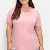 Shirt mit Faltenpartie am Stehkragen<sheego Outlet