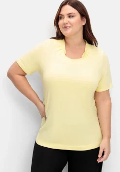 Shirt mit Faltenpartie am Stehkragen<sheego Online