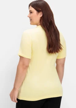 Shirt mit Faltenpartie am Stehkragen<sheego Online