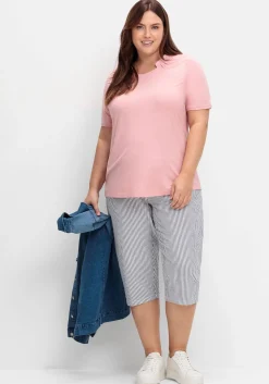 Shirt mit Faltenpartie am Stehkragen<sheego Outlet