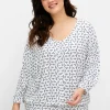 Shirt mit 3/4-Fledermausärmeln und V-Ausschnitt<sheego Fashion