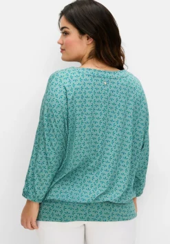 Shirt mit 3/4-Fledermausärmeln und V-Ausschnitt<sheego Sale