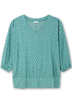 Shirt mit 3/4-Fledermausärmeln und V-Ausschnitt<sheego Sale